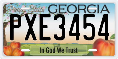 GA license plate PXE3454