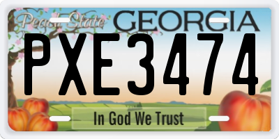 GA license plate PXE3474
