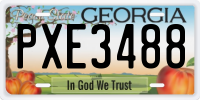 GA license plate PXE3488