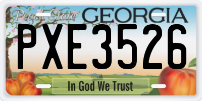 GA license plate PXE3526