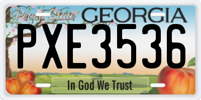 GA license plate PXE3536