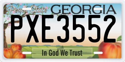 GA license plate PXE3552