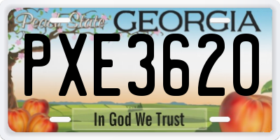 GA license plate PXE3620