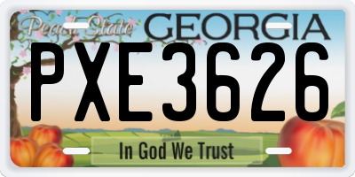 GA license plate PXE3626