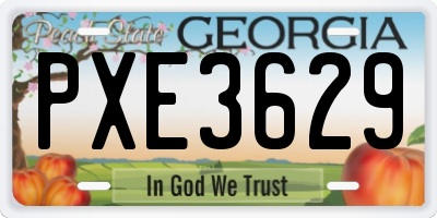 GA license plate PXE3629