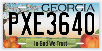 GA license plate PXE3640