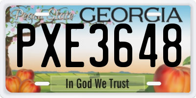 GA license plate PXE3648