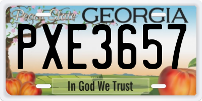 GA license plate PXE3657