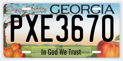 GA license plate PXE3670