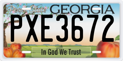 GA license plate PXE3672