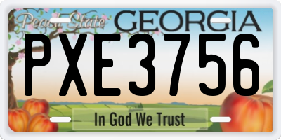 GA license plate PXE3756