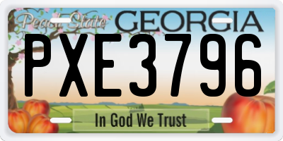 GA license plate PXE3796