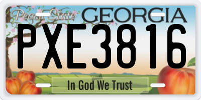 GA license plate PXE3816