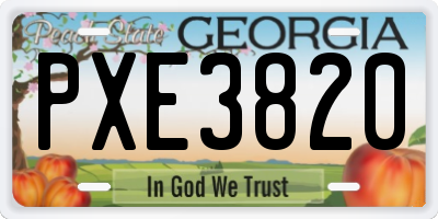 GA license plate PXE3820