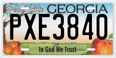 GA license plate PXE3840