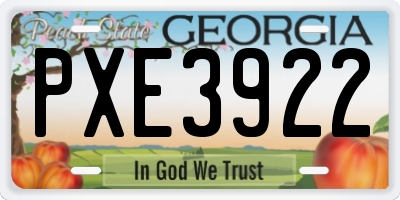GA license plate PXE3922