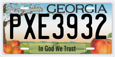 GA license plate PXE3932