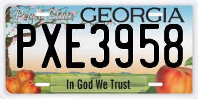 GA license plate PXE3958