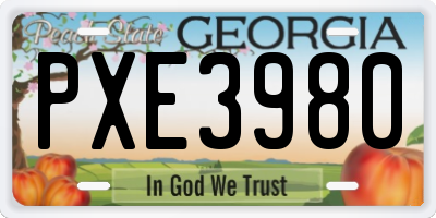 GA license plate PXE3980