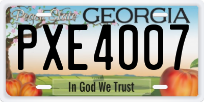 GA license plate PXE4007