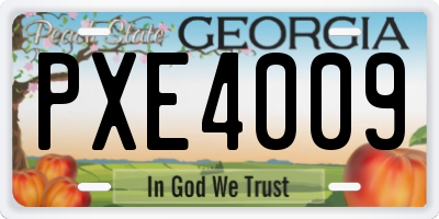 GA license plate PXE4009