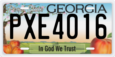 GA license plate PXE4016
