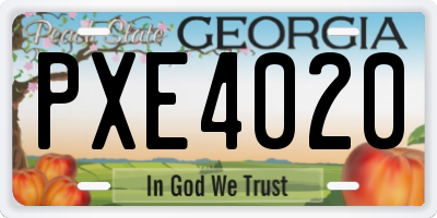 GA license plate PXE4020