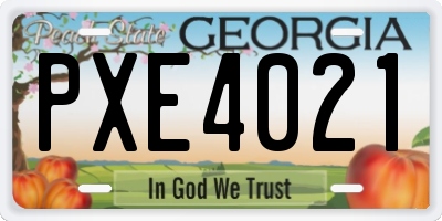 GA license plate PXE4021