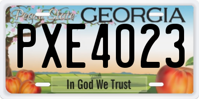GA license plate PXE4023