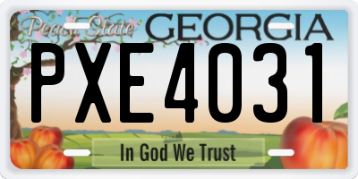 GA license plate PXE4031