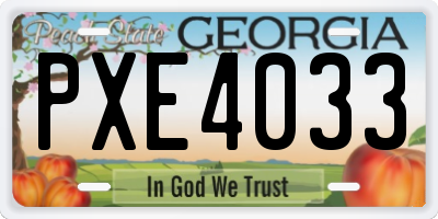GA license plate PXE4033