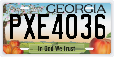 GA license plate PXE4036