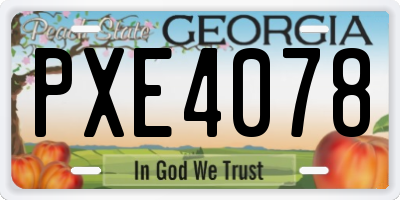 GA license plate PXE4078