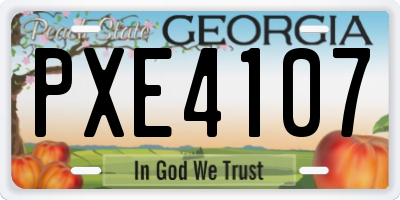 GA license plate PXE4107