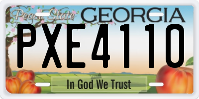GA license plate PXE4110
