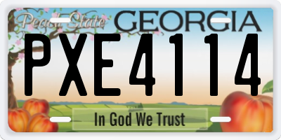 GA license plate PXE4114