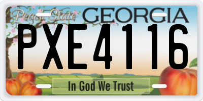 GA license plate PXE4116