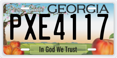 GA license plate PXE4117