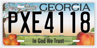 GA license plate PXE4118