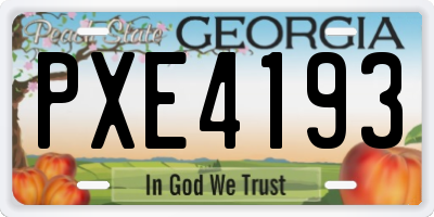 GA license plate PXE4193