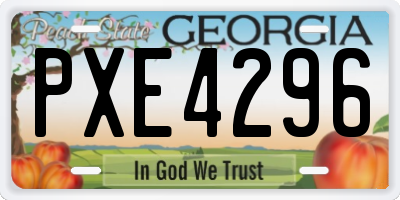 GA license plate PXE4296