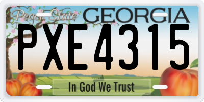 GA license plate PXE4315
