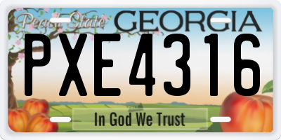 GA license plate PXE4316