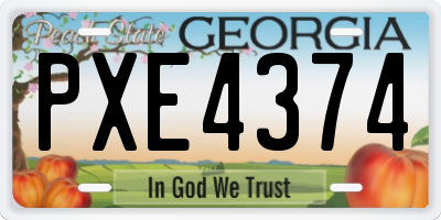 GA license plate PXE4374