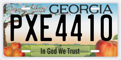 GA license plate PXE4410