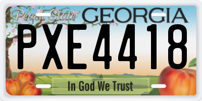 GA license plate PXE4418