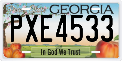 GA license plate PXE4533