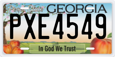 GA license plate PXE4549