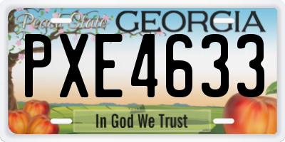 GA license plate PXE4633