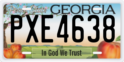 GA license plate PXE4638
